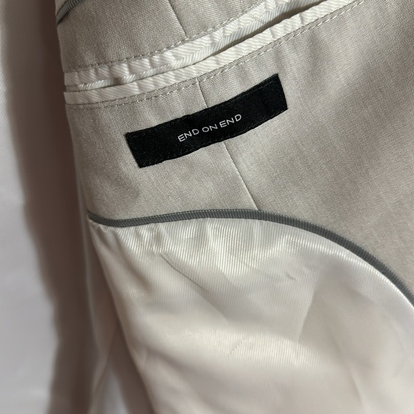 JF, J. Ferrar Slim Suit Jacket Men's Cream Blazer - Picture 6 of 7